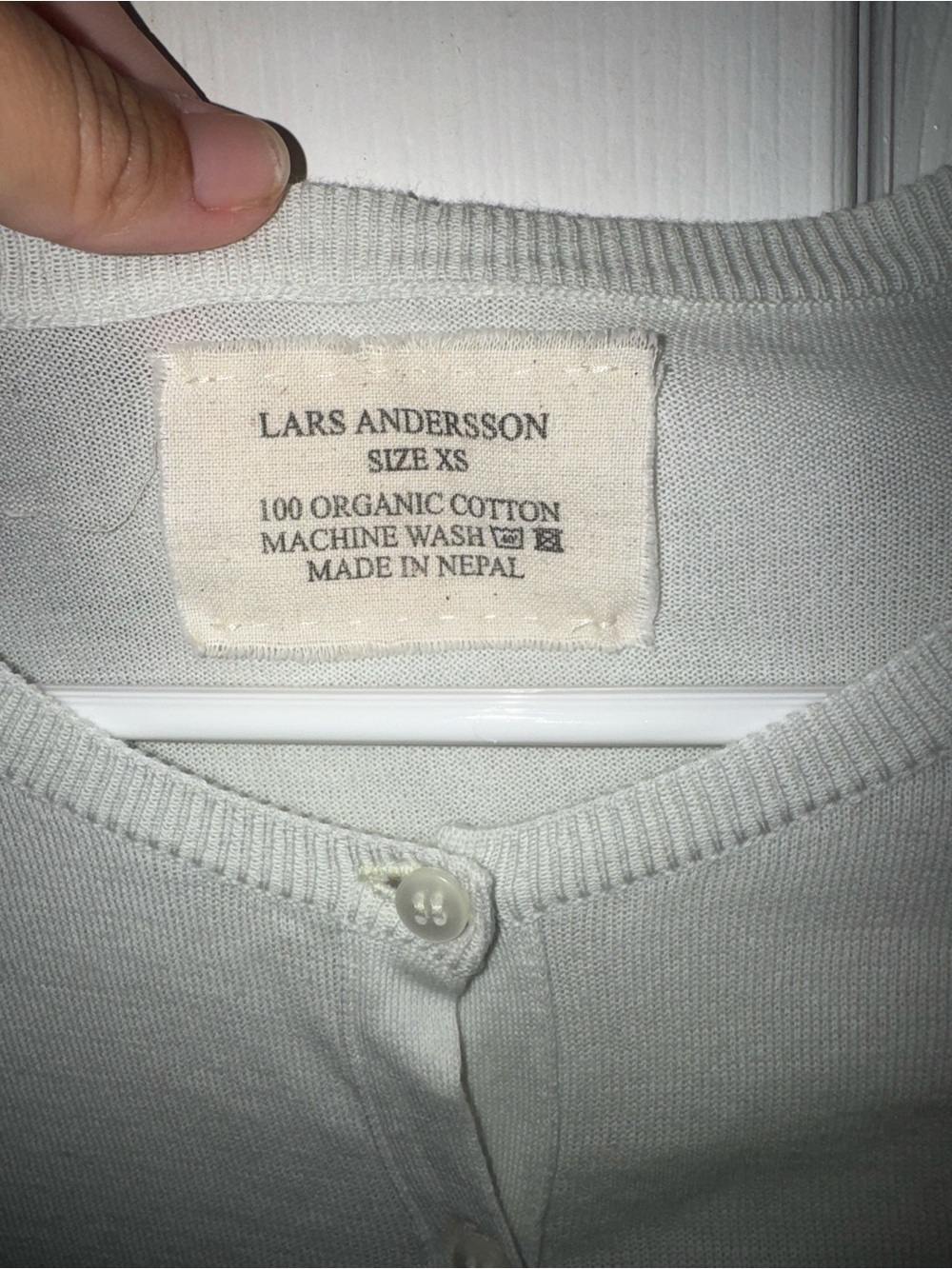 Lars Andersson Organic Cotton Long Sleeve Crewneck Cardigan Size XS Light Blue - Picture 4 of 6